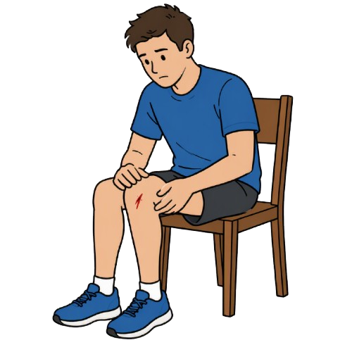 Man with cut on his leg