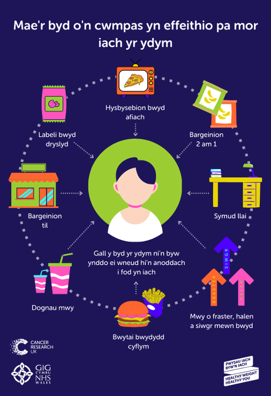 Cancer Research infographic on how 'The World Around Us Affects How Healthy We Are'.
